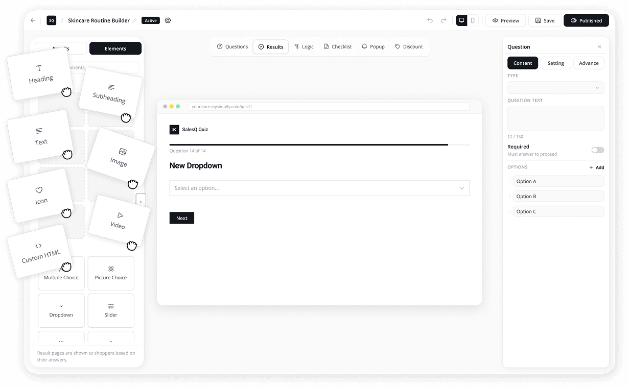 AISalesQ quiz builder interface