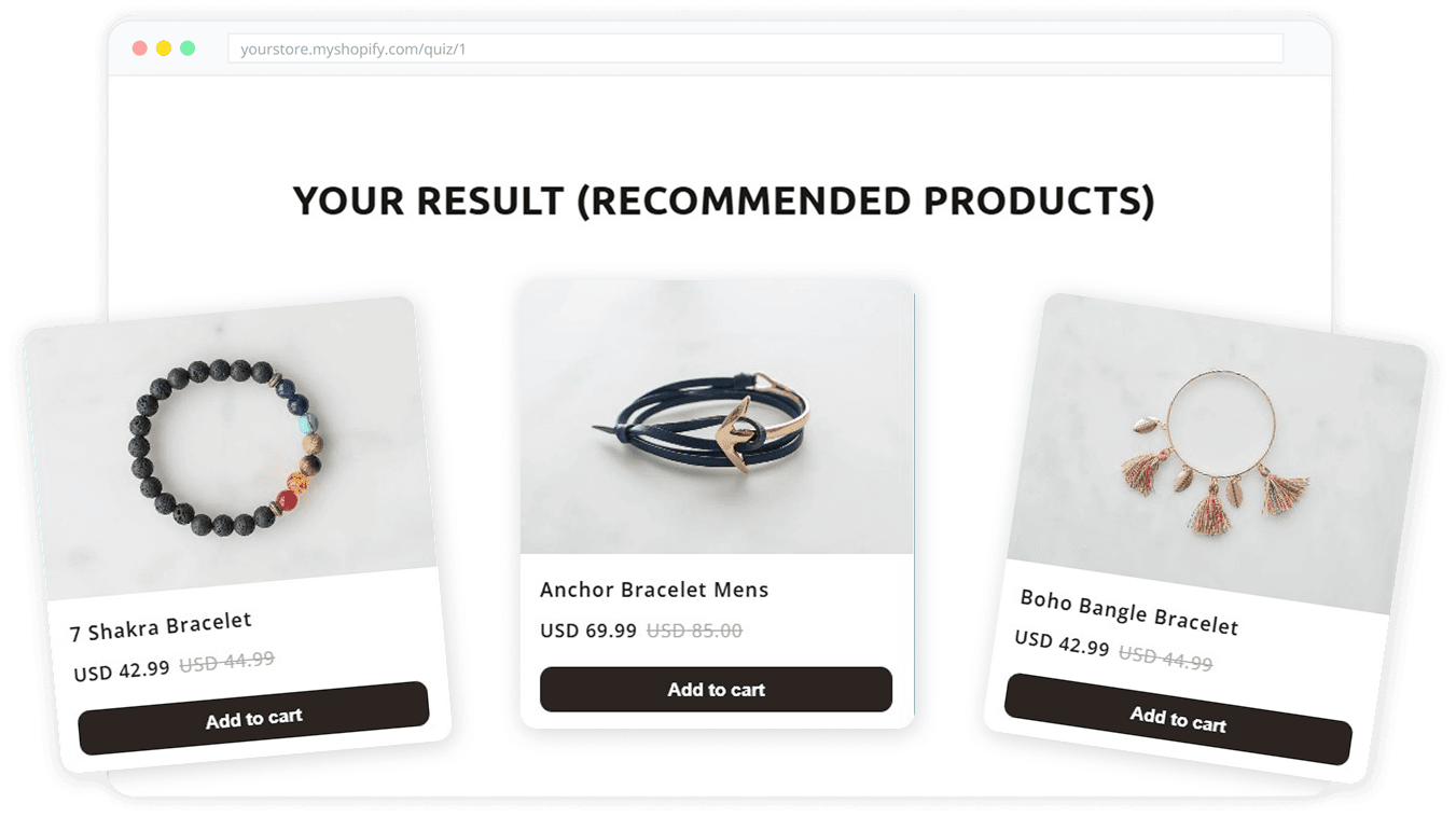 Ergebnisseite mit AISalesQ Produktempfehlungen