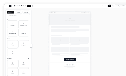 Email builder dashboard