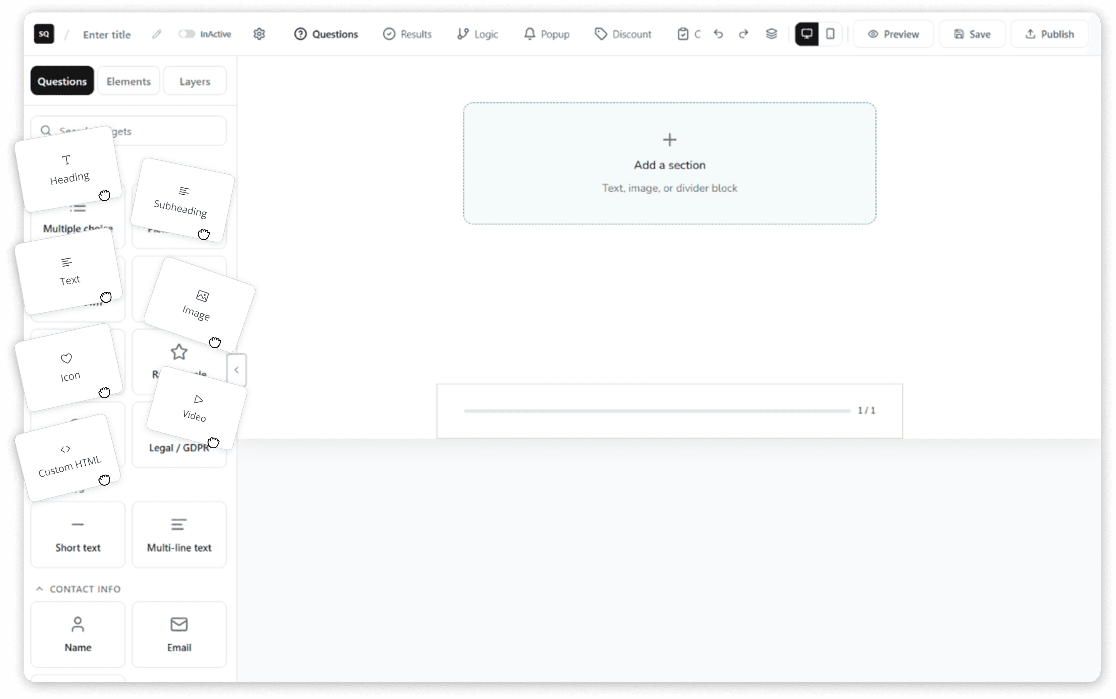 Screenshot of the AISalesQ quiz builder